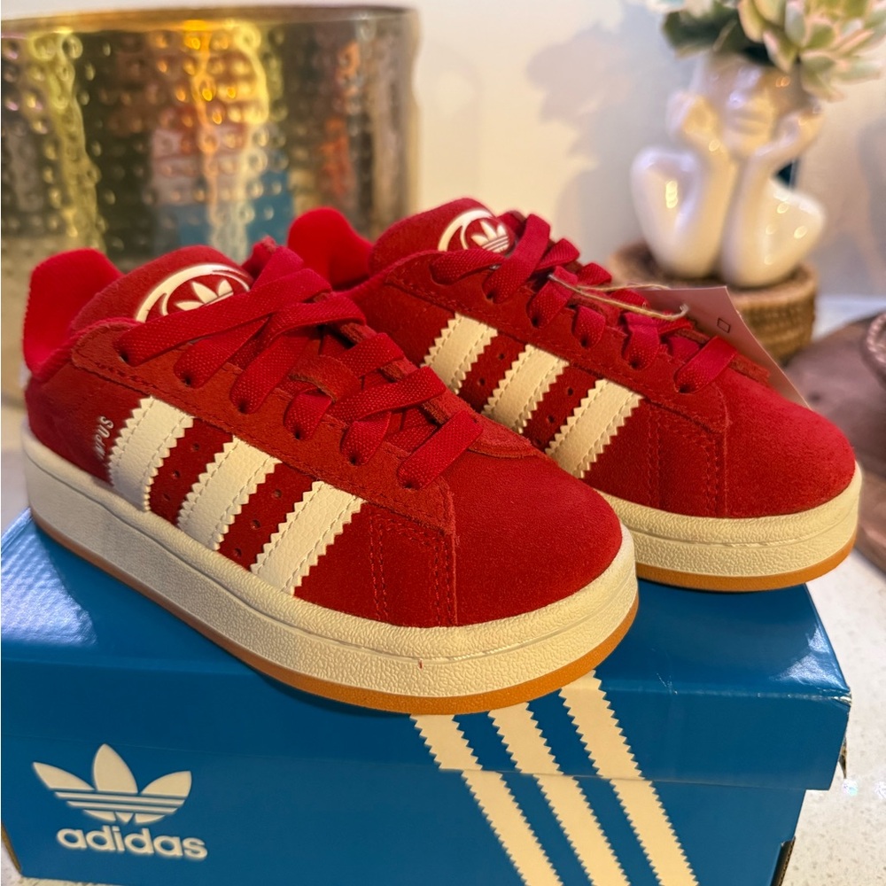 Adidas Campus Red Sneakers with White Stripes
